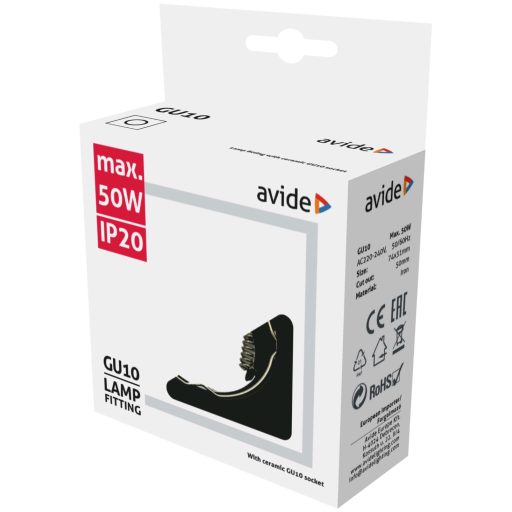 Avide GU10 Keret Négyzetes Fekete (ABGU10F-S-B)