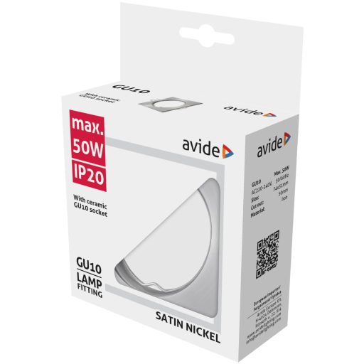 Avide GU10 Keret Négyzetes Szatén Nikkel (ABGU10F-S-SN)