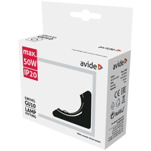 Avide GU10 Keret Négyzetes Forgatható Fekete (ABGU10F-SS-B)