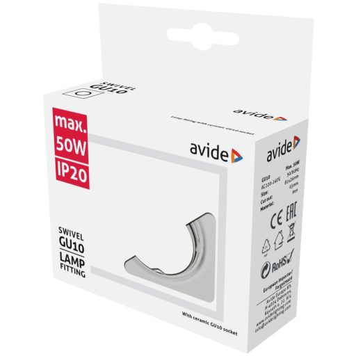 Avide GU10 Keret Négyzetes Forgatható Króm (ABGU10F-SS-CH)