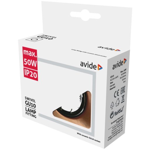 Avide GU10 Keret Négyzetes Forgatható Réz (ABGU10F-SS-CO)