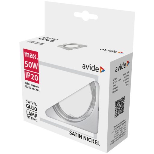Avide GU10 Keret Négyzetes Forgatható Szatén Nikkel (ABGU10F-SS-SN)