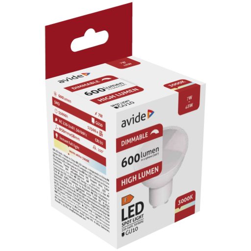 Avide LED Spot Plastic Fényerőszabályzós 7W GU10 WW 3000K (ABGU10WW-7W-APD)