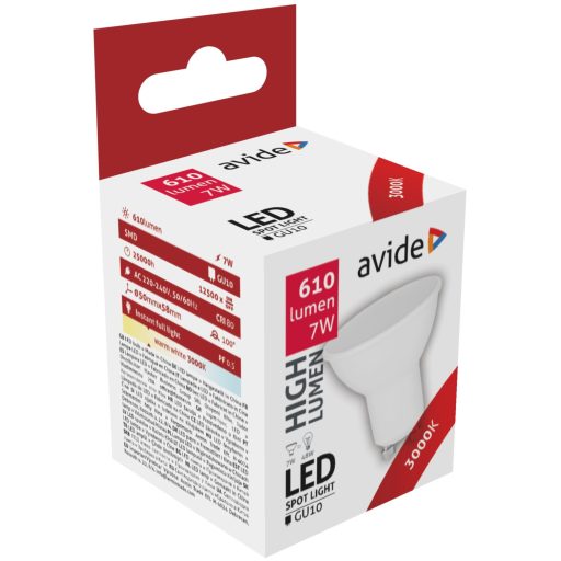 Avide LED Spot Alu+plastic 7W GU10 WW 3000K (ABGU10WW-7W-AP)