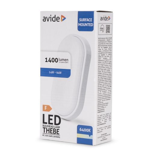 Avide Value Cseppálló Mennyezeti Lámpa Thebe Ovális IP54 14W CW 6400K Fehér (ABHL54-O-14W-CW-THE-W)