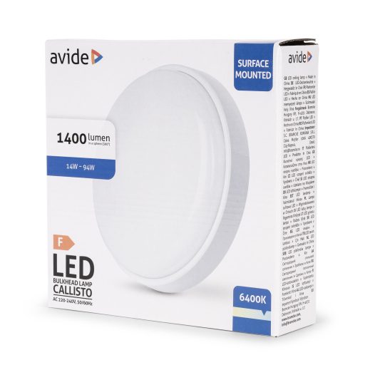 Avide Value Cseppálló Mennyezeti Lámpa Callisto Kerek IP54 14W CW 6400K fehér (ABHL54-R-14W-CW-CAL-W)