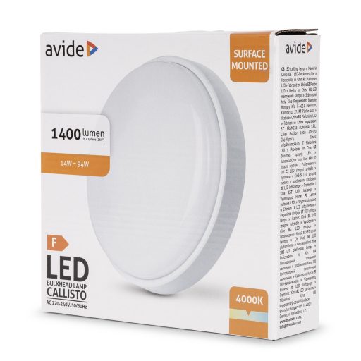 Avide Value Cseppálló Mennyezeti Lámpa Callisto Kerek IP54 14W NW 4000K fehér (ABHL54-R-14W-NW-CAL-W)