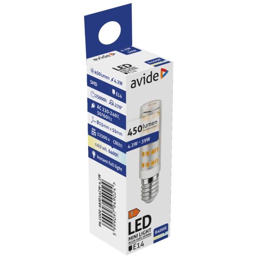 Avide LED 4.2W JD E14 CW 6400K (ABJD14CW-4.2W)