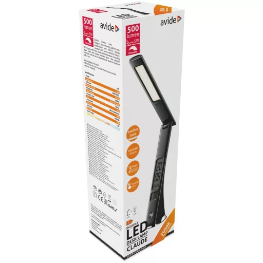 Avide LED Asztali Lámpa Üzleti Bőrhatású Claude Naptár Fekete 5W (ABLDL-BLC-5W-BL)