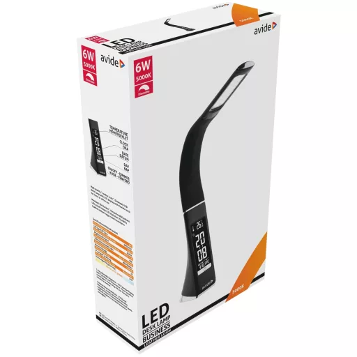 Avide LED Asztali Lámpa Üzleti Bőrhatású Naptár Fekete 6W (ABLDL-BLC-6W-BL)