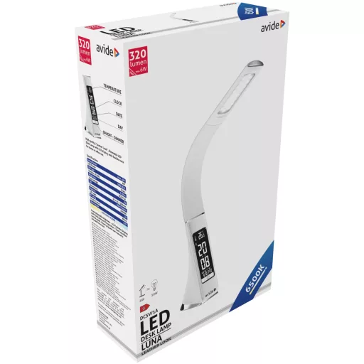 Avide LED Asztali Lámpa Luna Üzleti Bőrhatású Naptár Fehér 6W (ABLDL-BLC-6W-WH)