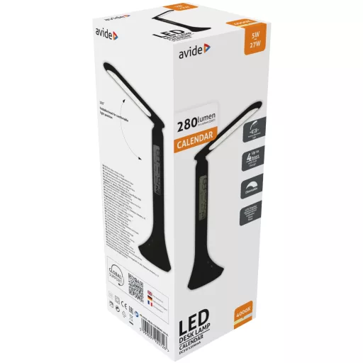 Avide LED Asztali Lámpa Naptár Fekete 5W (ABLDL-CALENDAR-5W-BL)