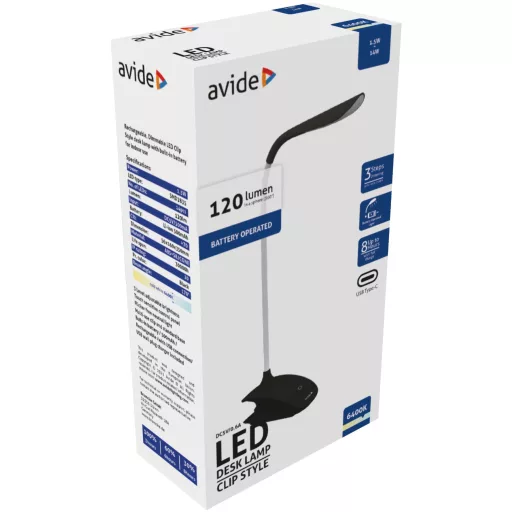 Avide LED Asztali Lámpa Csiptethető Fekete 1.5W (ABLDL-CLIP-1.5W-BL)