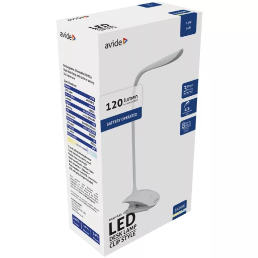 Avide LED Asztali Lámpa Csíptethető Fehér 1.5W (ABLDL-CLIP-1.5W)