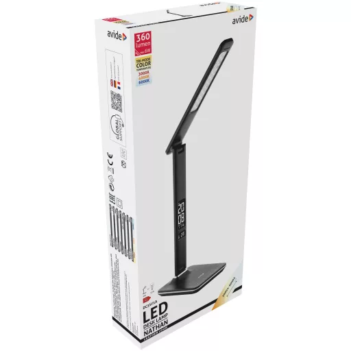 Avide LED Asztali Lámpa Irodai Bőrhatású Naptár Nathan Fekete 6W (ABLDL-OLC-6W-BL)