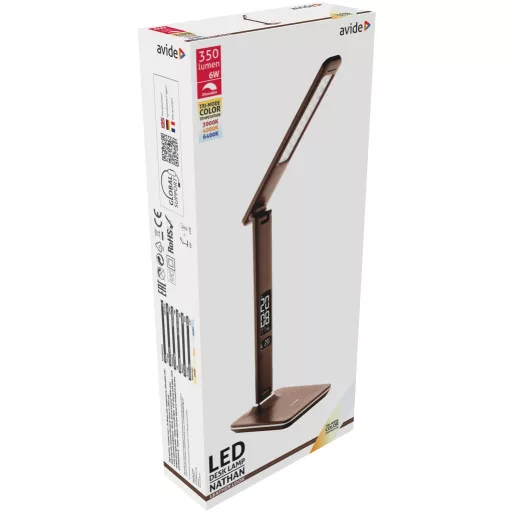 Avide LED Asztali Lámpa Irodai Bőrhatású Naptár Nathan Barna 6W (ABLDL-OLC-6W-BR)