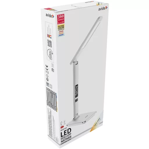 Avide LED Asztali Lámpa Irodai Bőrhatású Naptár Nathan Fehér 6W (ABLDL-OLC-6W-WH)