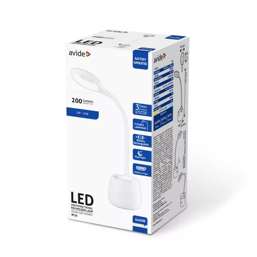 Avide LED asztali lámpa tolltartóval 5W (ABLDL-PENCASE-5W-N)