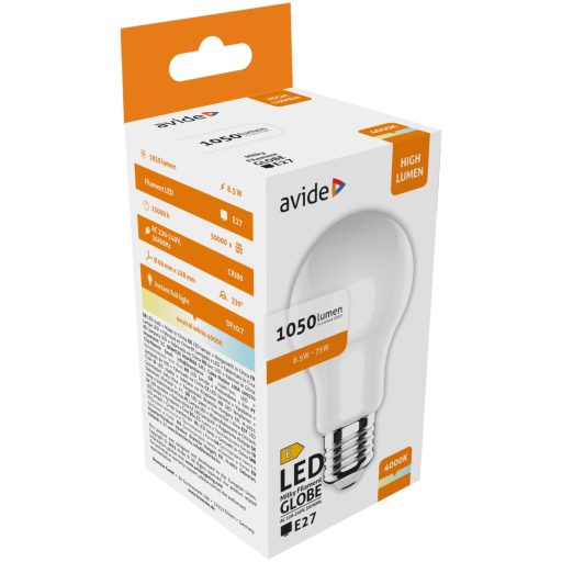 Avide LED Opál Filament Globe 8.5W E27 NW 4000K (ABLFG27NW-8.5W-M)