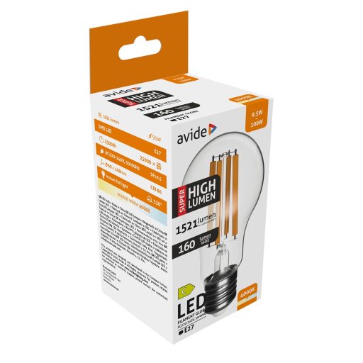 Avide LED Filament Globe 9.5W E27 A60 NW 4000K Super High Lumen (ABLFG27NW-9.5W-SHL)