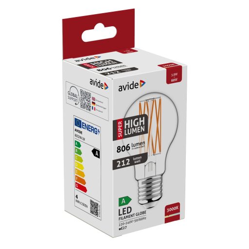 Avide LED Filament Globe 3.8W E27 WW 3000K Super High Lumen (ABLFG27WW-3.8W)