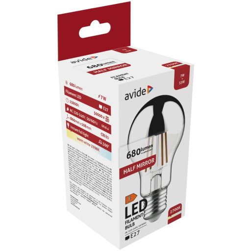 Avide LED Filament Half Mirror 7W E27 WW 2700K (ABLFG27WW-7W-HM)