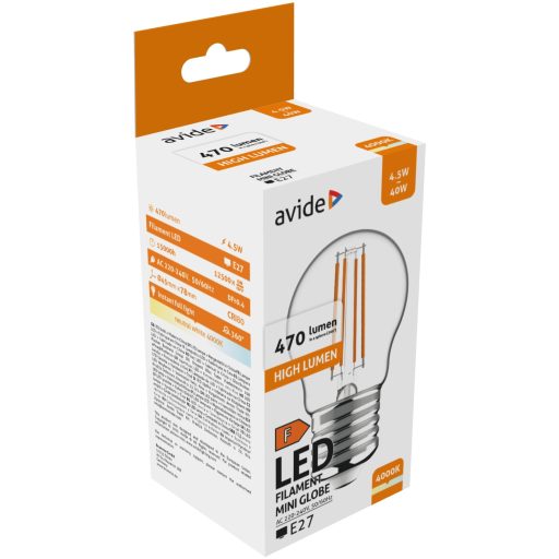 Avide LED Filament Mini Globe 4.5W E27 NW 4000K (ABLFMG27NW-4.5W)