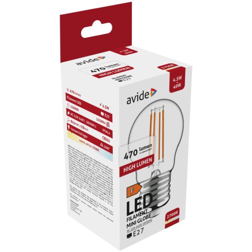 Avide LED Filament Mini Globe 4.5W E27 WW 2700K (ABLFMG27WW-4.5W)