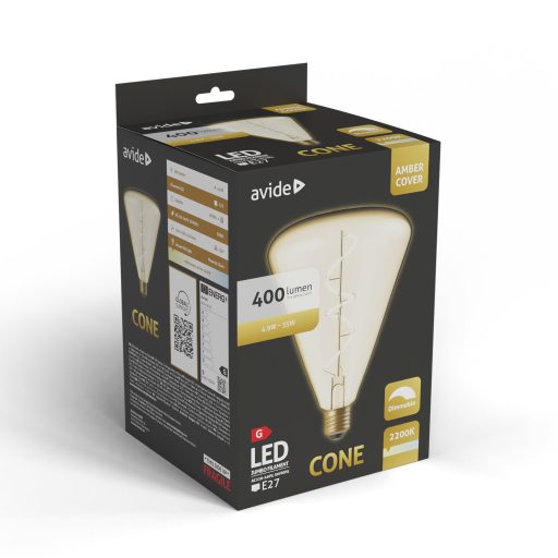 Avide LED Jumbo Filament Cone Amber 4.9W E27 2200K Fényerőszabályzós (ABLJFA-4.9W-CON)