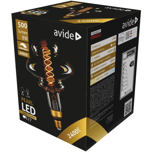 Avide LED Jumbo Filament Pearl 160x210mm Amber 8W E27 2400K Fényerőszabályzós (ABLJFA-8W-PEA)