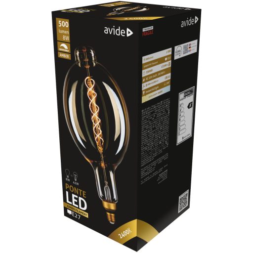 Avide LED Jumbo Filament Ponte 180x385mm Amber 8W E27 2400K Fényerőszabályzós (ABLJFA-8W-PON)