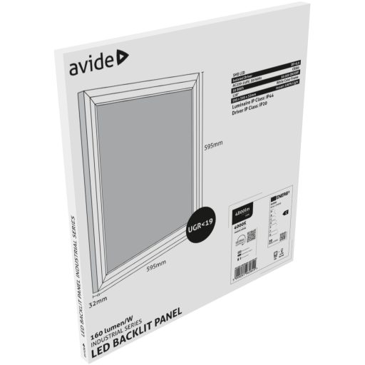Avide LED Panel 600x600mm 30W NW 4000K 160lm/W Industrial Range Backlit (ABLPBL600-30W-NW-IND)