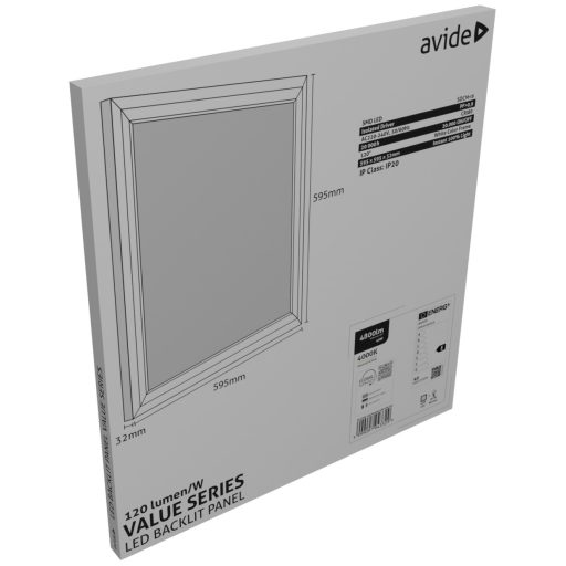 Avide LED Panel 600x600mm 40W NW 4000K 120lm/W Value Range Backlit (ABLPBL600-40W-NW-VAL)