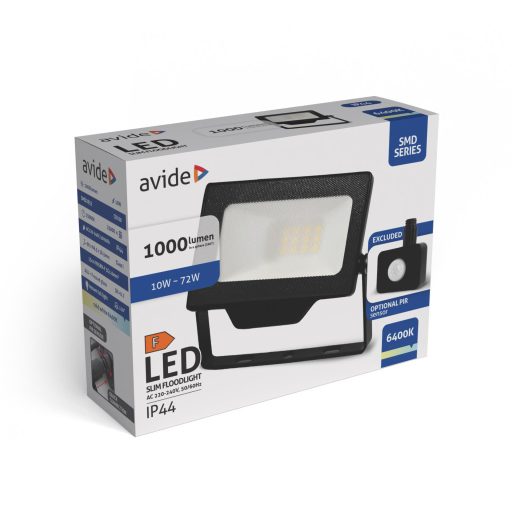 Avide LED Reflektor SMD 10W CW 6400K Gyorscsat.+Opc.PIR (ABLRFLCW-10WQC-OPIR)