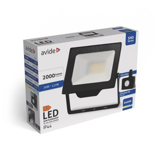 Avide LED Reflektor SMD 20W CW 6400K Gyorscsat.+Opc.PIR (ABLRFLCW-20WQC-OPIR)