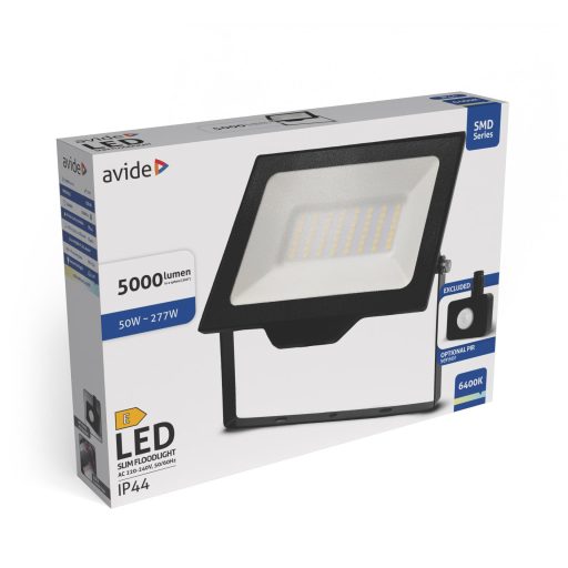 Avide LED Reflektor SMD 50W CW 6400K Gyorscsat.+Opc.PIR (ABLRFLCW-50WQC-OPIR)
