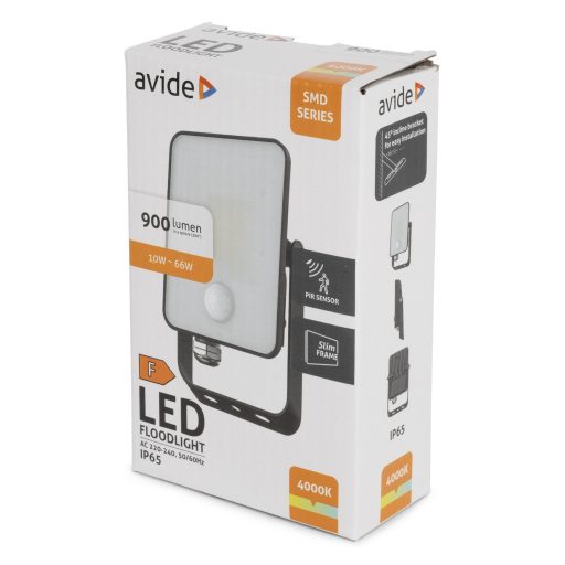 Avide LED Reflektor SMD Keret nélküli 10W NW 4000K Beépített PIR (ABLRFLNW-10W-FS-PIR)