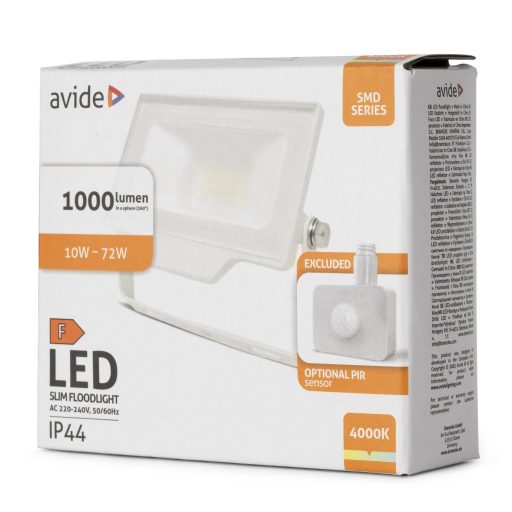 Avide LED Reflektor SMD 10W NW 4000K Opc.PIR Fehér (ABLRFLNW-10W-OPIR-W)