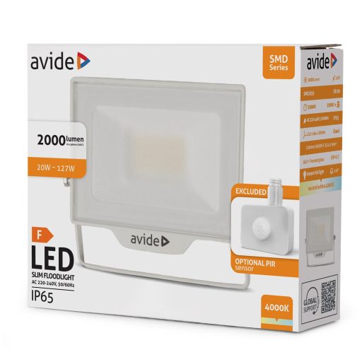 Avide LED Reflektor SMD 20W NW 4000K Opc.PIR Fehér (ABLRFLNW-20W-OPIR-W)