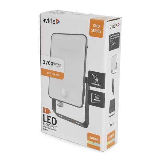 Avide LED Reflektor SMD Keret nélküli 30W NW 4000K Beépített PIR (ABLRFLNW-30W-FS-PIR)