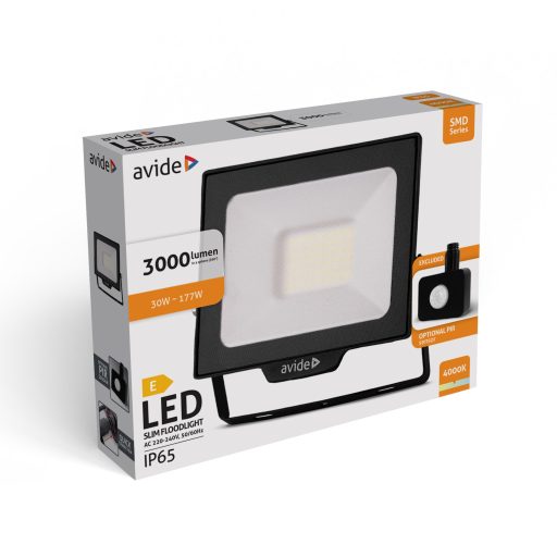 Avide LED Reflektor SMD 30W NW 4000K Gyorscsat.+Opc.PIR (ABLRFLNW-30WQC-OPIR)
