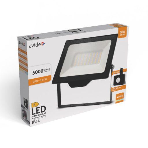 Avide LED Reflektor SMD 50W NW 4000K Gyorscsat.+Opc.PIR (ABLRFLNW-50WQC-OPIR)