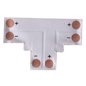   Avide LED Szalag 12-24V T elosztó elem, forr.mentes, fehér-2eres, 8mm (10 db-os csom.) (ABLS12V3528-T-CONNECTOR-10)