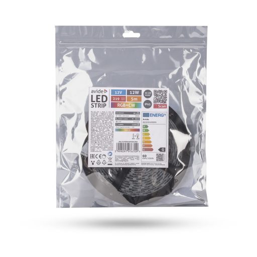 Avide LED Szalag 12V 12W RGB+W(6000K) IP65 5m (ABLS12V5050-60RGBCW65)
