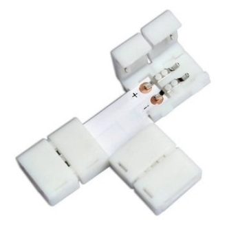   Avide LED Szalag 12-24V T elosztó elem, forr.mentes, fehér-2eres, 10mm (10 db-os csom.) (ABLS12V5050-T-CONNECTOR-10)