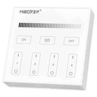   Avide LED Szalag 12-24V Fényerőszabályzó 4 Zónás RF Falra Szerelhető /2xAAA/ Érintőpaneles Távirányító (ABLS12VTPSDIMM-RFC-4Z)