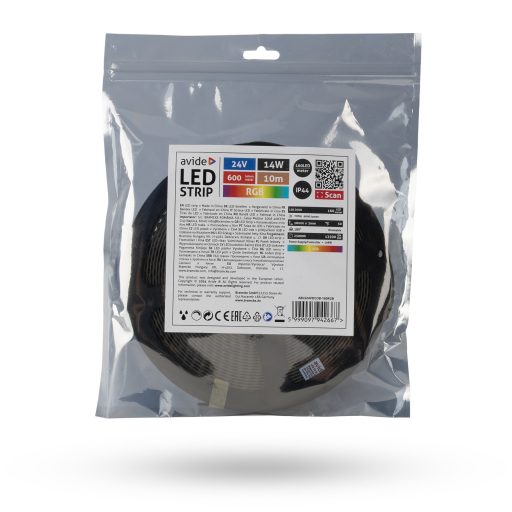 Avide LED Szalag D-COB 24V 14W RGB IP44 10m (ABLS24VDCOB-160RGB)