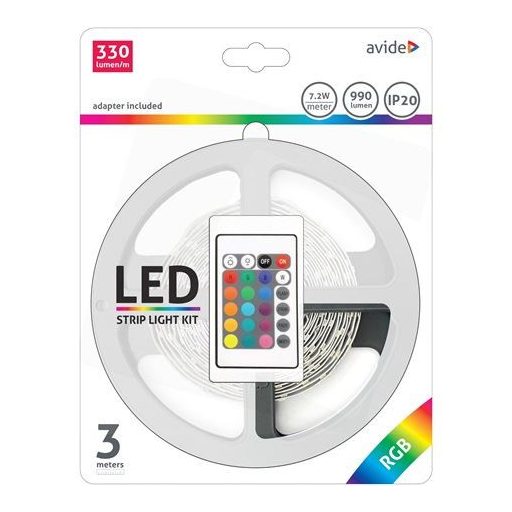 Avide LED Szalag Bliszter 12V 16W SMD5050 30LED RGB IP20 3m (ABLSBL12V5050-30RGB)