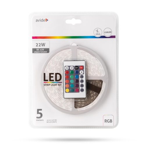 Avide LED Szalag Bliszter 12V 22W SMD5050 30LED RGB IP65 5m (ABLSBL12V5050-30RGB65)