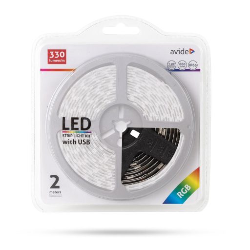 Avide LED Szalag Bliszter 5V 7.2W SMD5050 30LED RGB IP65 2m (ABLSBL5V5050-30RGB65)